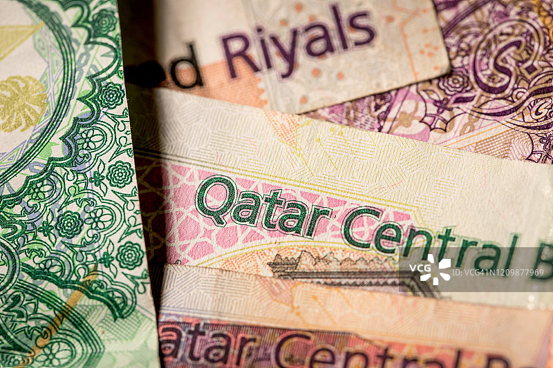 卡塔尔里亚尔钞票图片素材