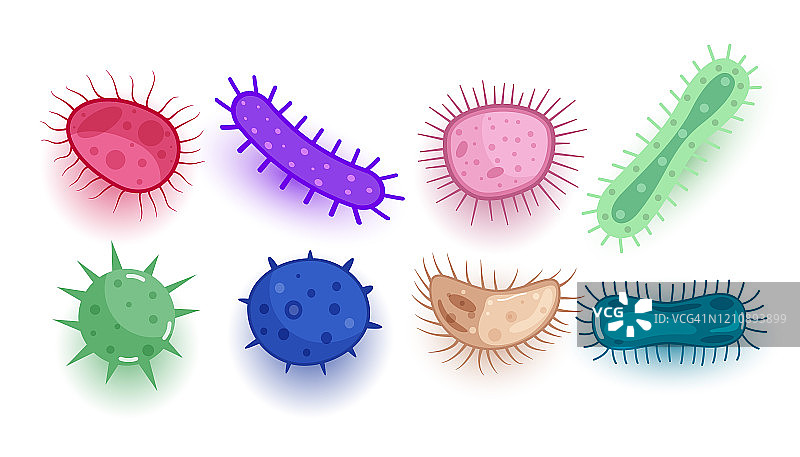 不同形状的病毒或寄生细菌背景图片素材