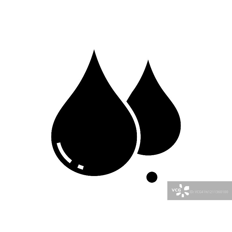 水滴黑色图标、概念插图、矢量平面符号、字形符号图片素材