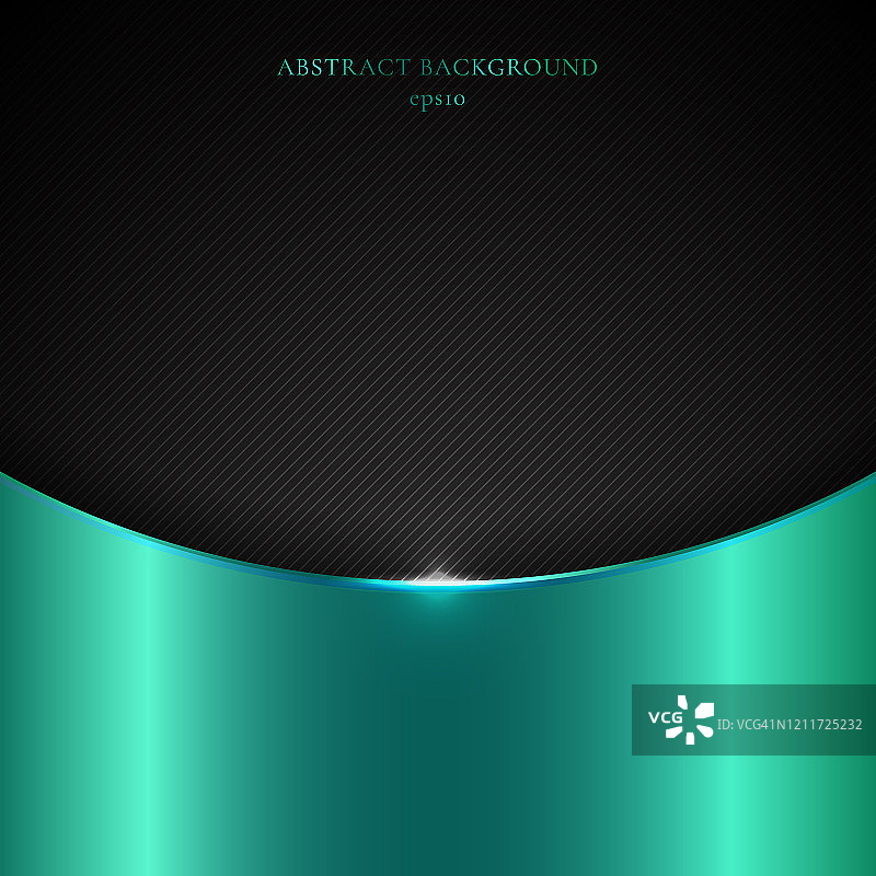 抽象模板蓝色绿松石金属曲线上的黑色背景和纹理。图片素材