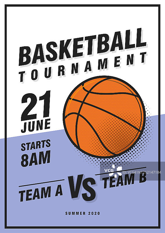 篮球比赛海报，宣传单与篮球矢量模板设计图片素材