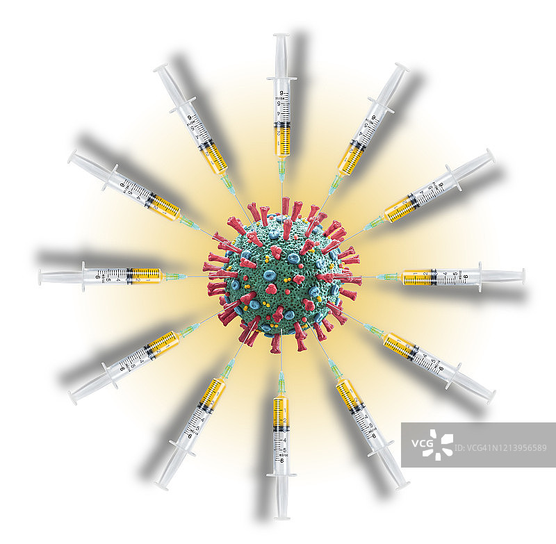 冠状病毒COVID-19浮动微观宏观模型接种疫苗图片素材