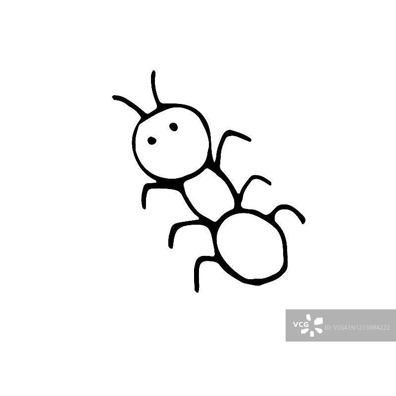 手绘矢量插图，元素没有背景，蚂蚁在森林图片素材