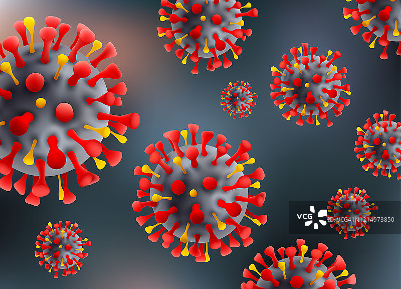 2019 - ncov冠状病毒。病毒背景与疾病细胞。图片素材