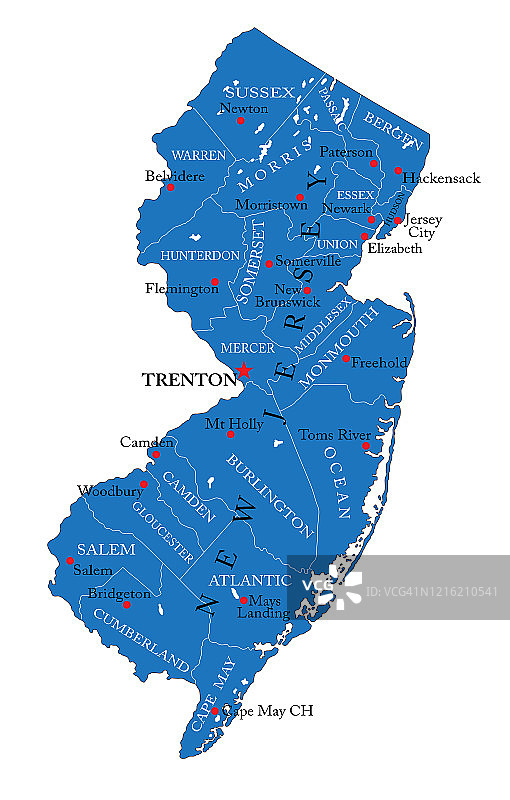 新泽西州的政治地图图片素材