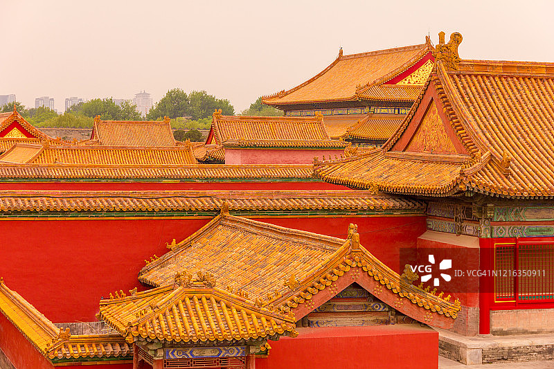 北京紫禁城的传统屋顶图片素材