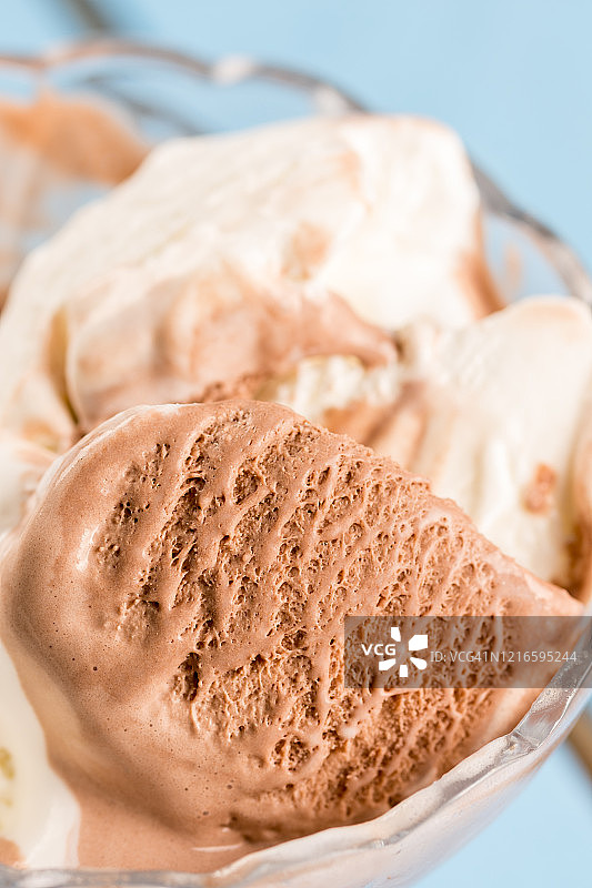 特写大香草巧克力冰淇淋在碗里图片素材