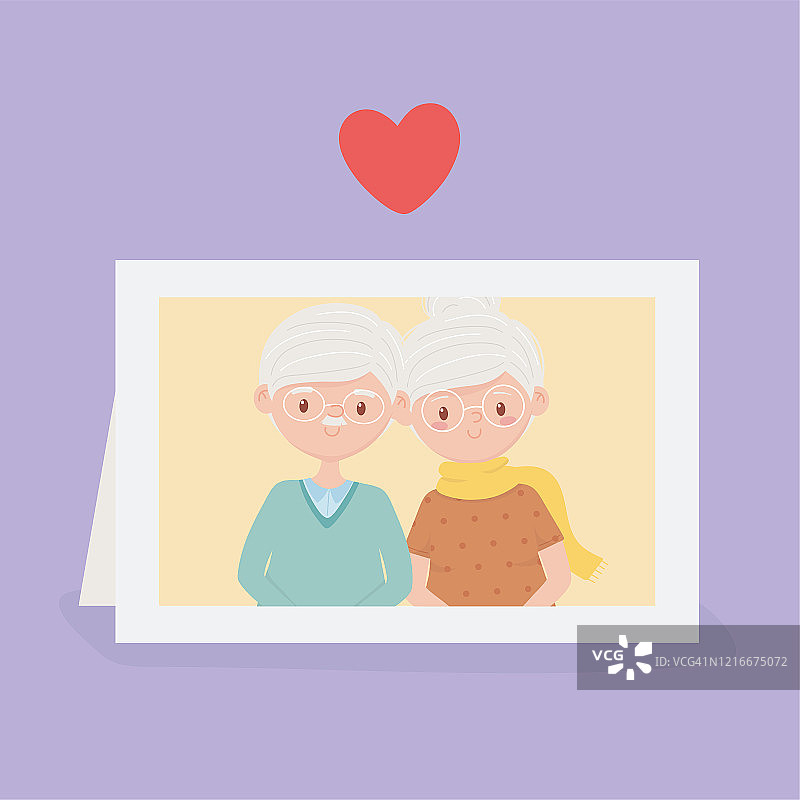 老人们，相框里可爱的祖父母夫妇图片素材
