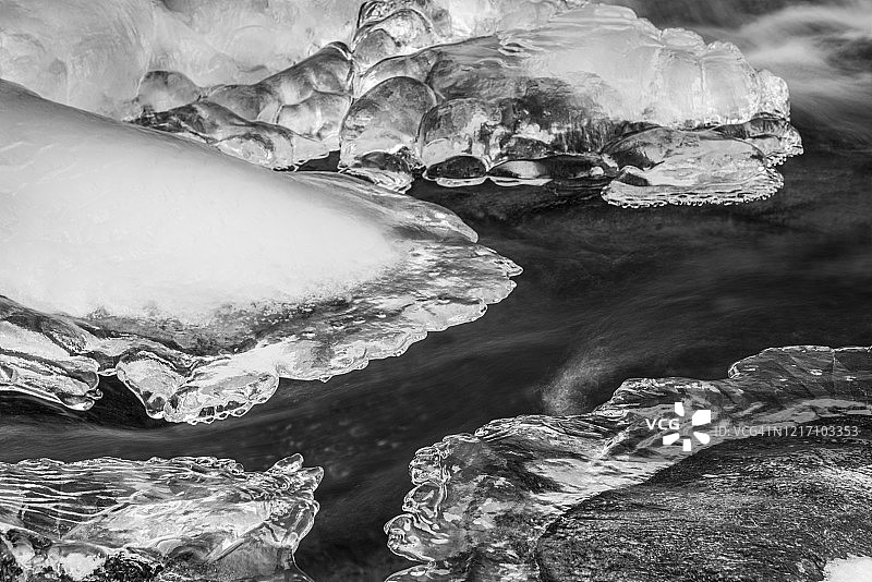 欧洲，意大利，小溪中的冰雕图片素材