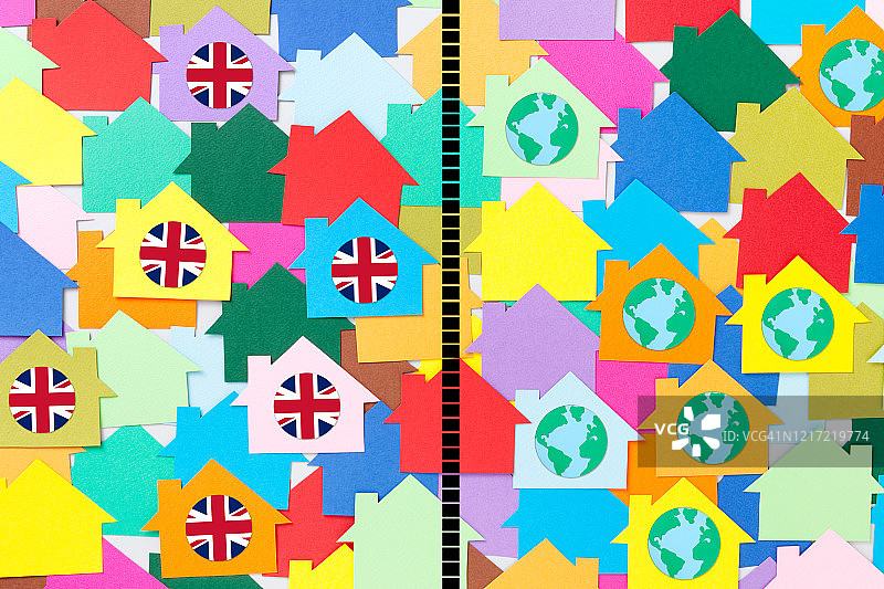 划分了英国和全球的房屋图片素材