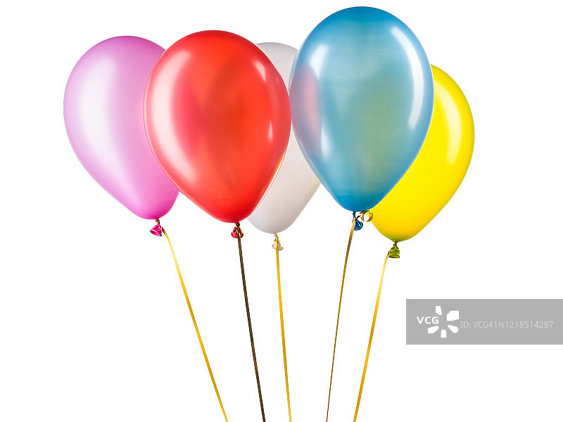 一套彩色氦气球。派对装饰元素。图片素材