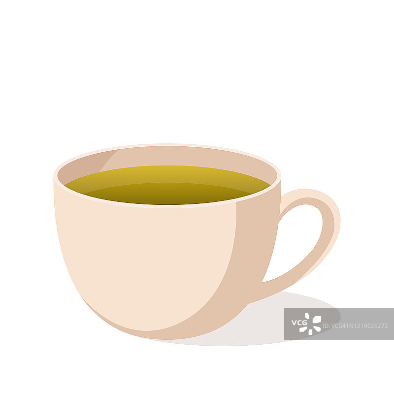 绿茶在白色杯子孤立的插图上透明的背景图片素材