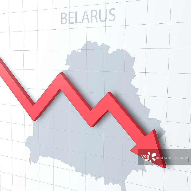 下落的红色箭头与白俄罗斯地图的背景图片素材
