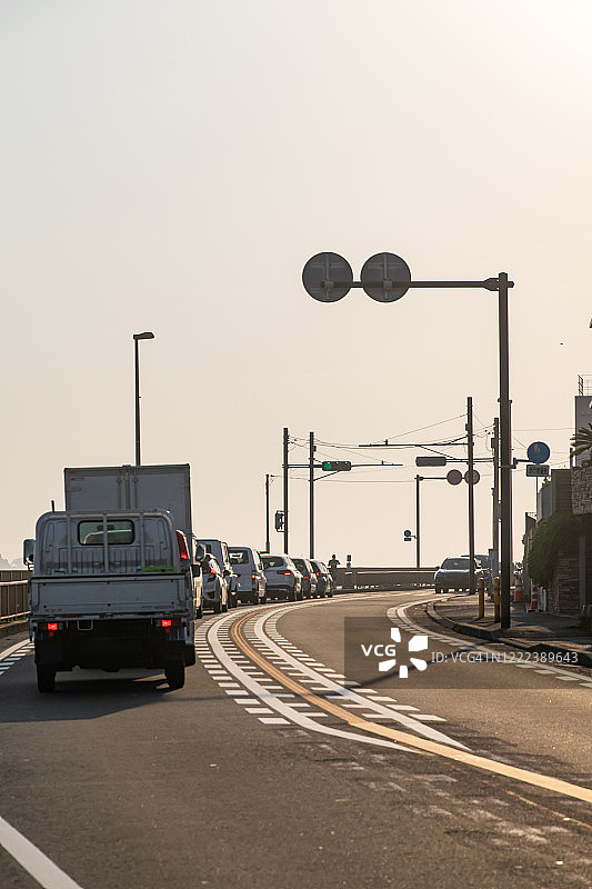 日本神奈川县的海岸公路图片素材