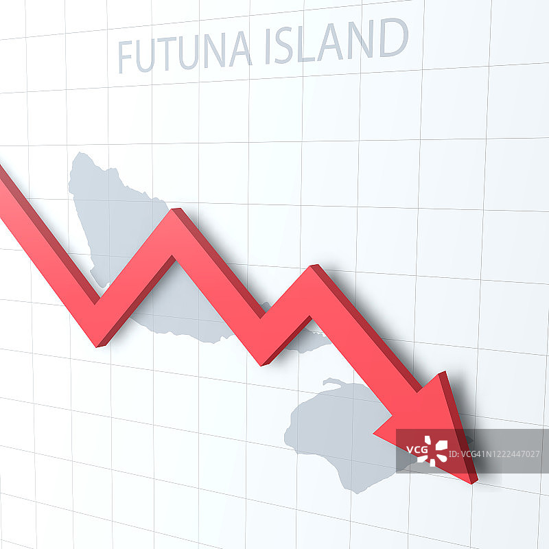 下落的红色箭头与富图纳岛地图的背景图片素材