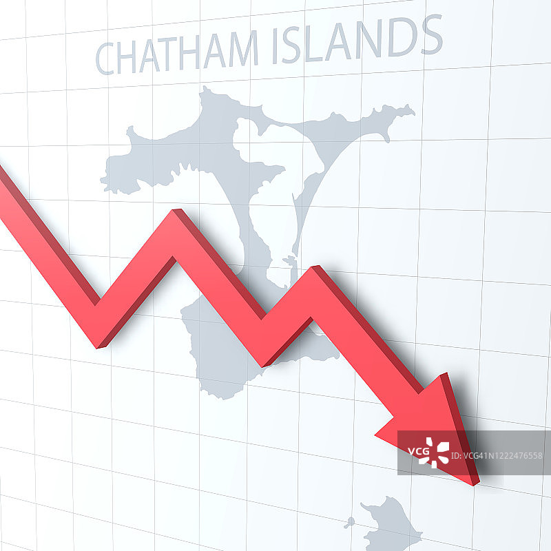 落下的红色箭头，以查塔姆群岛为背景图片素材