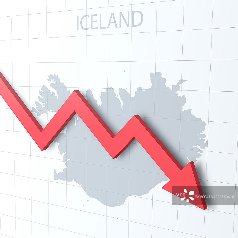 下落的红色箭头与冰岛地图的背景图片素材