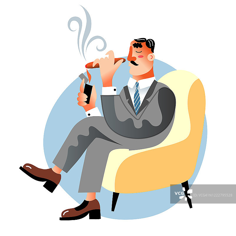 矢量人物插图的男人吸烟者图片素材