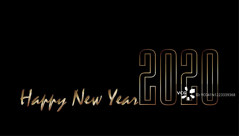 2020年新年快乐标志文字，设计卡，横幅，矢量插图。图片素材