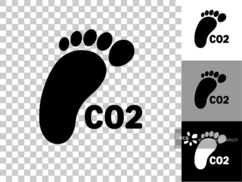 二氧化碳足迹图标在棋盘透明背景图片素材