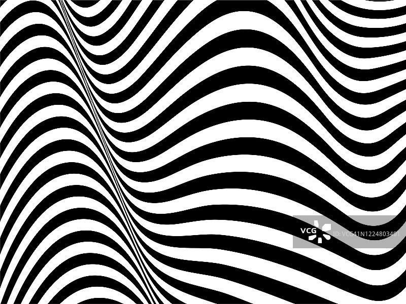 抽象背景与黑白条纹，未来主义的波浪。几何图案图片素材