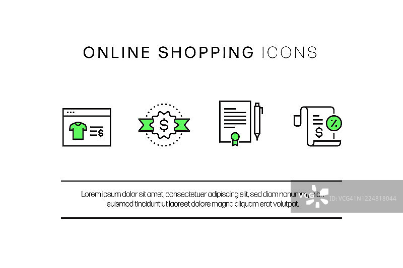 电子商务，网上购物，数字营销相关的现代向量图标图片素材