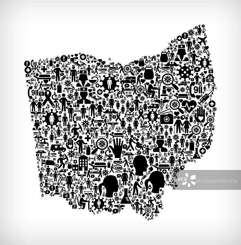 俄亥俄流感冠状病毒图标模式图片素材