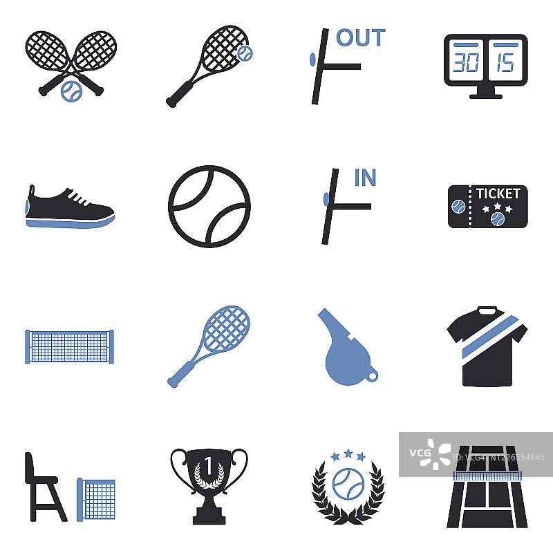 网球的图标。双色调平面设计。矢量插图。图片素材