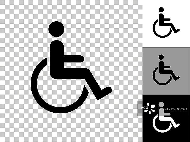 轮椅用户图标上的棋盘透明背景图片素材