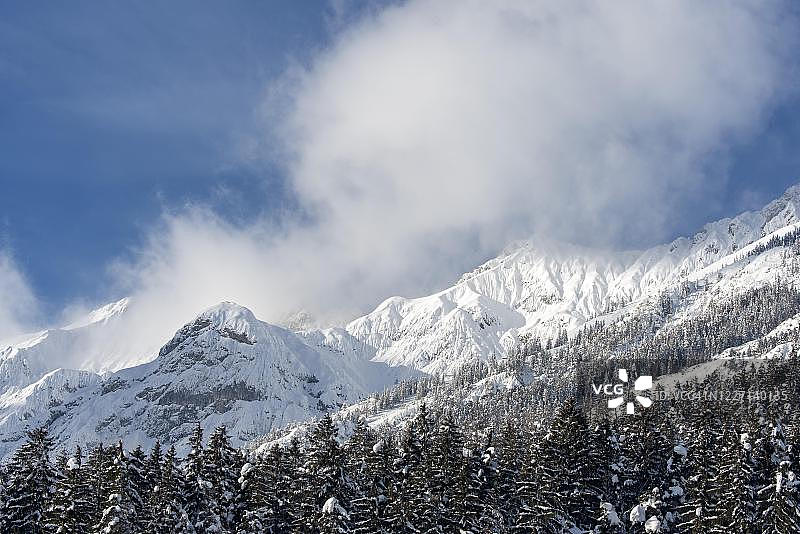 Baerenkopf和Schneekopf在冬季，karwendell山脉，蒂罗尔，奥地利图片素材