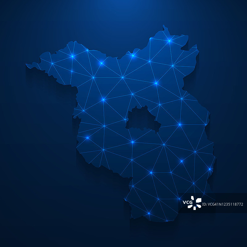 勃兰登堡地图网络-明亮的网格在深蓝色的背景图片素材