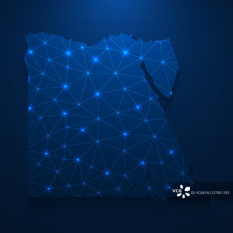 埃及地图网络-明亮的网格在深蓝色的背景图片素材