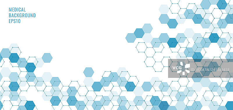 抽象技术或医学概念蓝色六角形图案在白色背景上图片素材