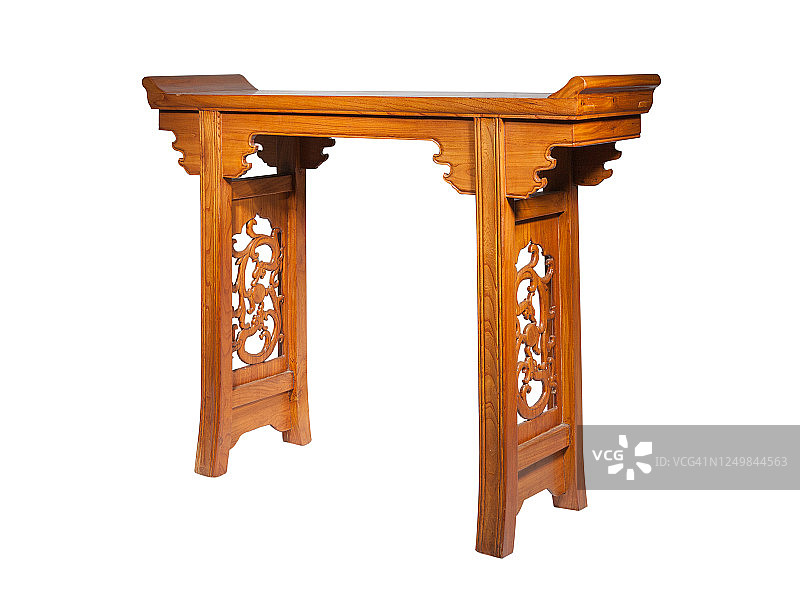 中国古董木制书桌孤立在白色图片素材