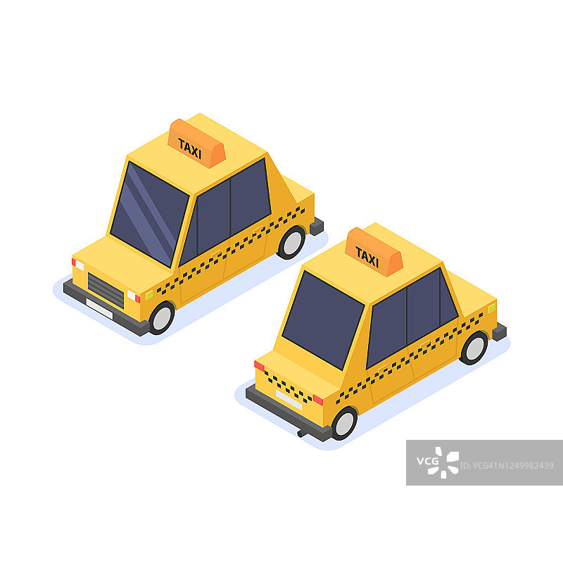 出租车卡通孤立的图标上的白色背景。图片素材