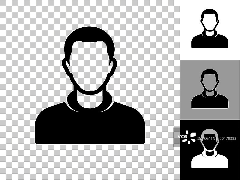 男人的脸肖像图标在棋盘透明的背景图片素材