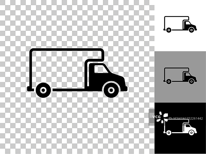 移动卡车图标在棋盘上透明的背景图片素材