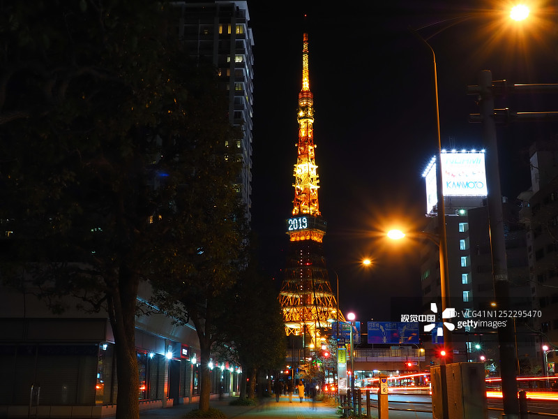 东京塔新年季节夜景图片素材