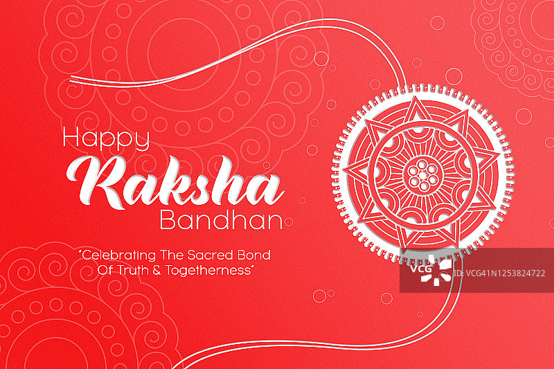 快乐的Raksha Bandhan得到。创造性的插图，销售横幅或销售海报。图片素材
