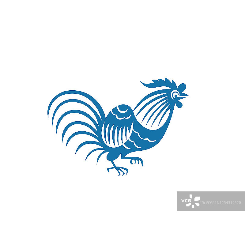 十二生肖鸡(中国剪纸图案)-02图片素材