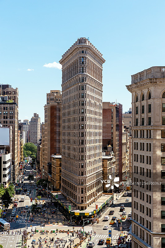 熨斗大厦和曼哈顿天际线的高角度视图，纽约，美国图片素材