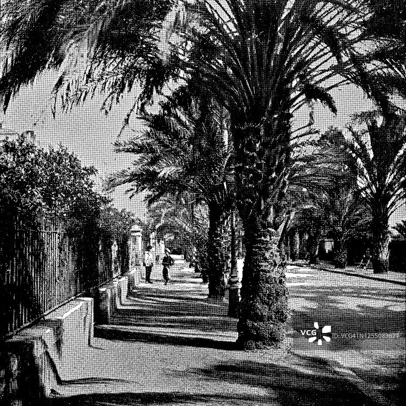 法国里维埃拉的老路——19世纪图片素材