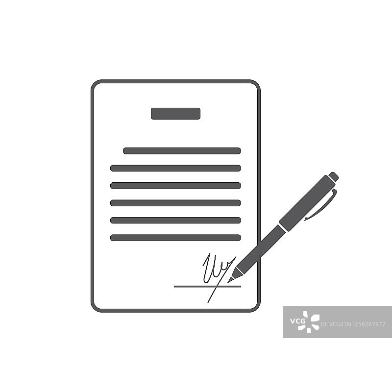 商务合同签字。协定，协定，协定，公约符号。平面向量插图图片素材