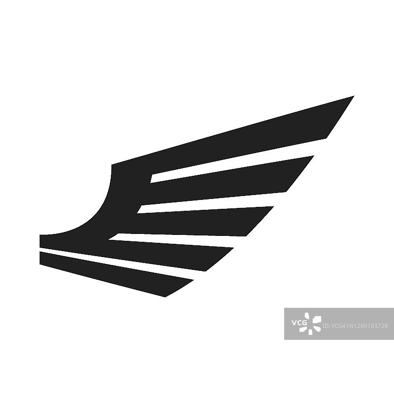 黑色翅膀的图标。翅膀徽章。收集徽章的翅膀。矢量插图。图片素材