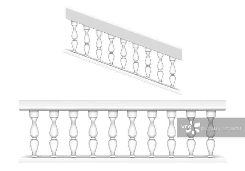阳台和楼梯的白色大理石栏杆图片素材