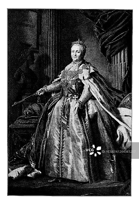 沙皇叶卡捷琳娜二世的肖像，叶卡捷琳娜大帝，俄罗斯女皇图片素材