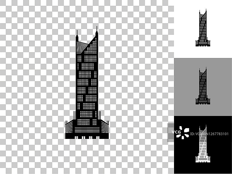 摩天大楼图标在棋盘透明的背景图片素材