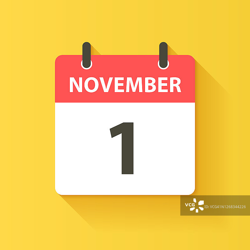 11月1日-每日日历图标在平面设计风格图片素材