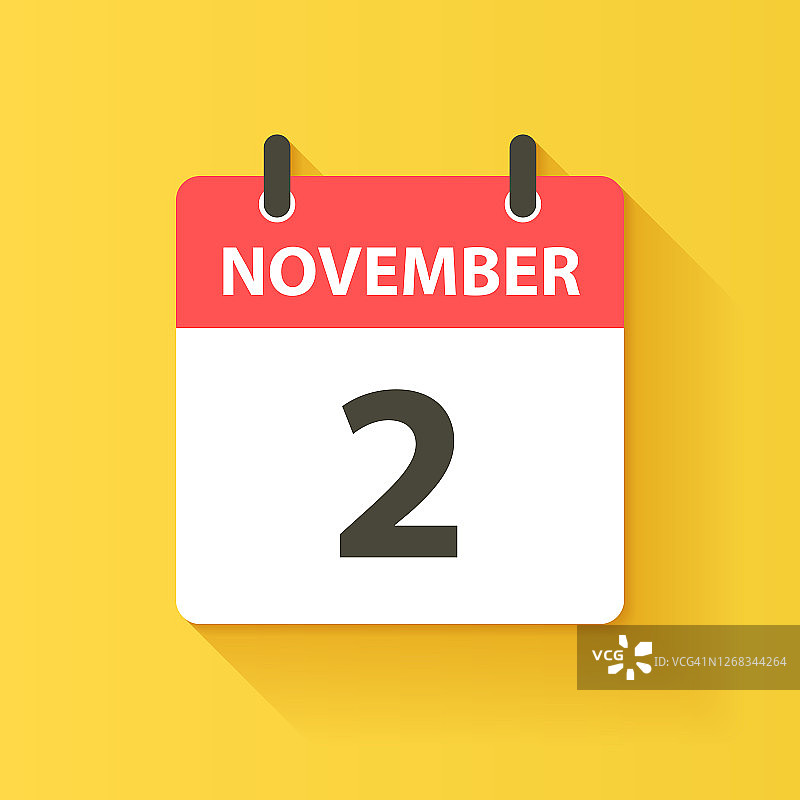11月2日-日日历图标在平面设计风格图片素材