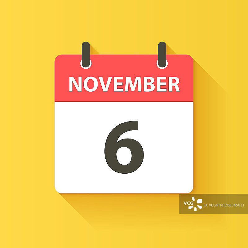 11月6日-日日历图标在平面设计风格图片素材